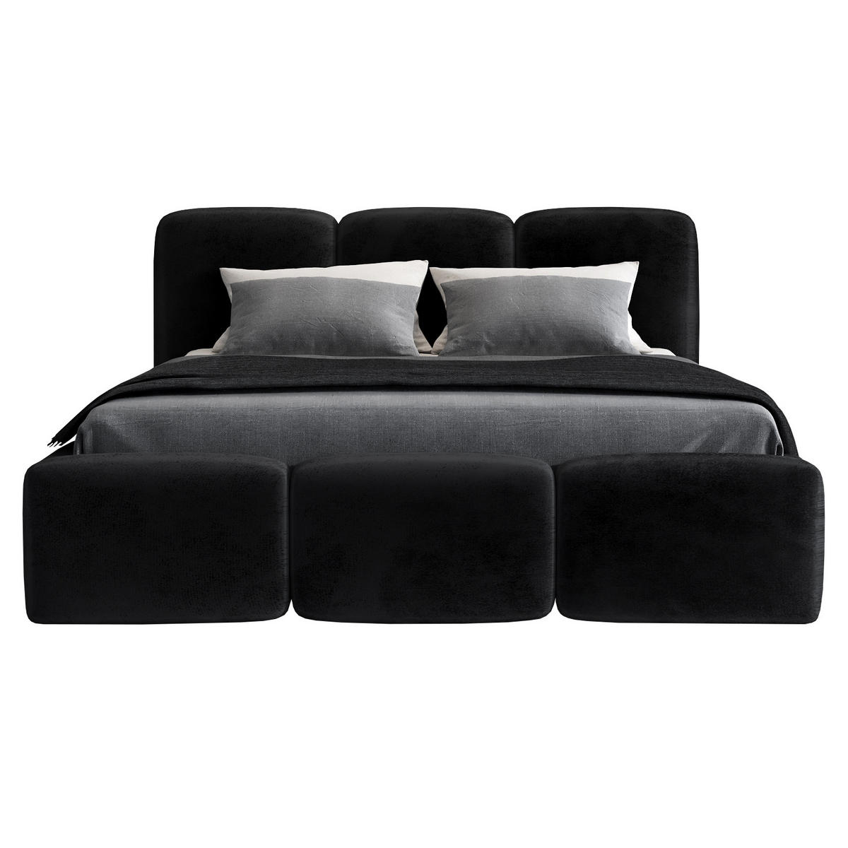 POLSTERBETT STAR 180x200 Schwarz - Schwarz, Textil (180/200cm) - A&J MöbelLand