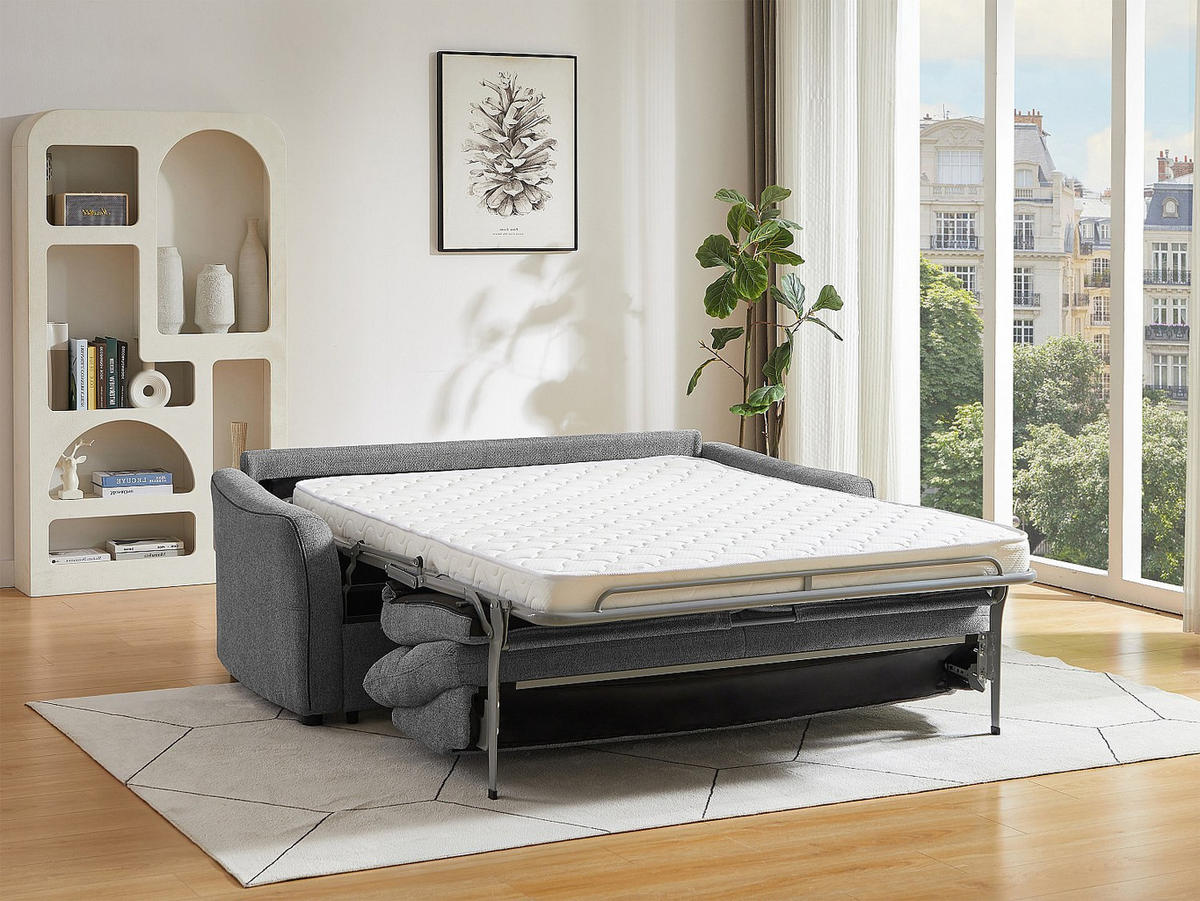 SCHLAFSOFA Express 3-Sitzer - Stoff Grau - SOVANIA - Grau, Textil (193/99/99cm) - Vente-Unique