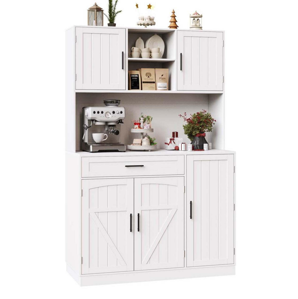 ANRICHTE 110/38/180 cm in Weiß mit LED-Beleuchtung und Steckdosenleiste - Weiß, Holzwerkstoff (110/180/38cm) - Flora Grace