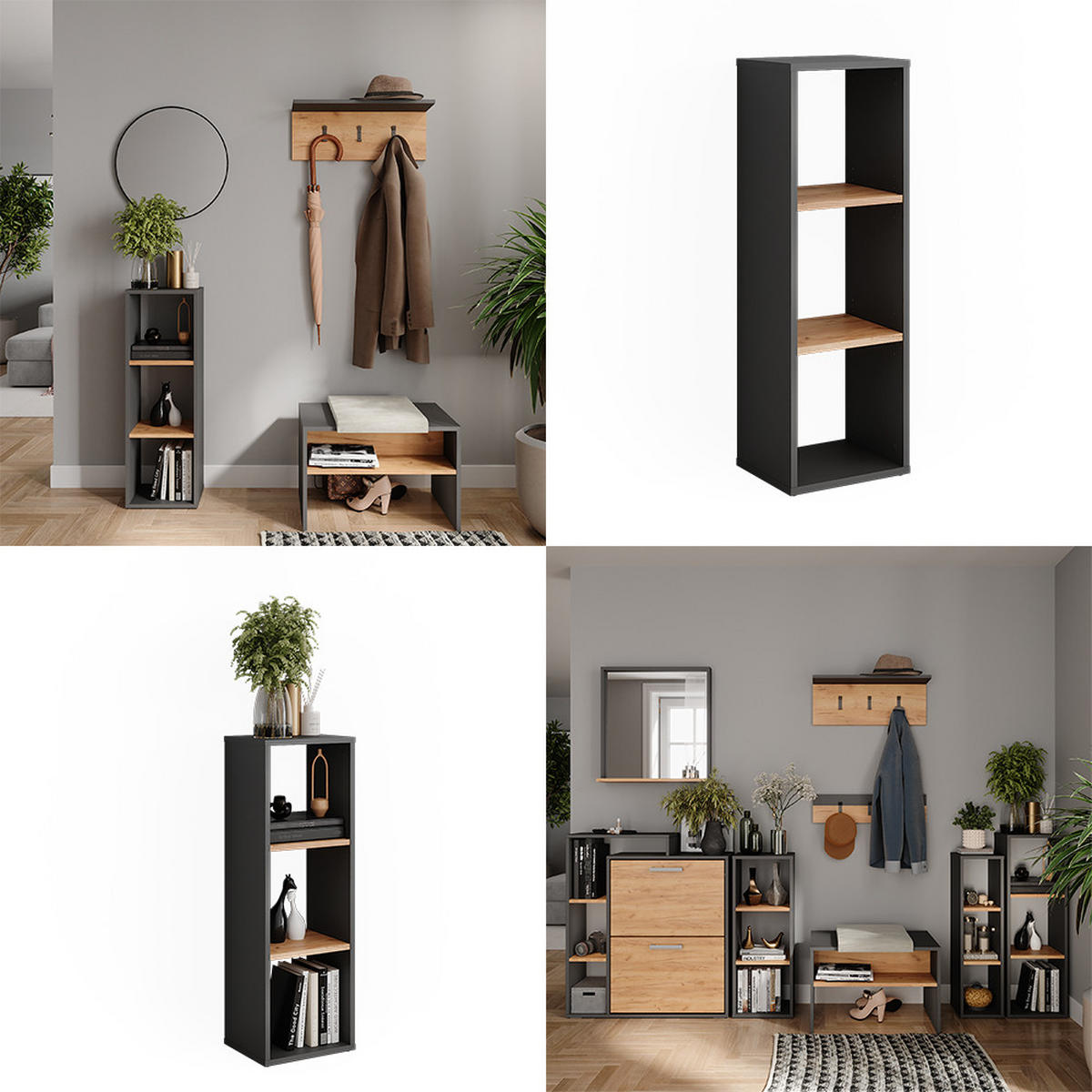 BOTNÍK Orlando Antracit/zlatý dub - medově dubová/antracitová, kompozitní dřevo (30/90.5/24cm) - Vicco