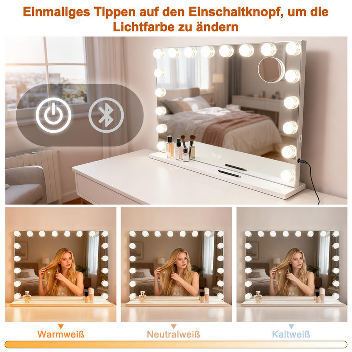 BADEZIMMERSPIEGEL BRUCHSAL Ⅲ 80/60/14 cm - Weiß, Glas (60/14/80cm) - Nettlife