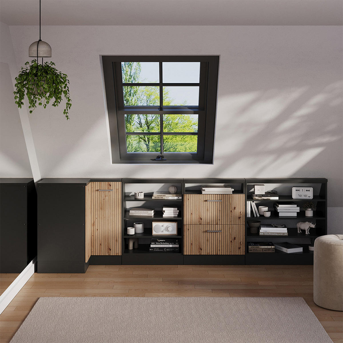 DACHSCHRÄGENSCHRANK ECKSCHRANK Rion Artisan Eiche/Anthrazit 75.6 x 81.6 cm mit 1 Tür - Anthrazit/Eiche Artisan, Holzwerkstoff (75.6/81.6/75.6cm) - Vicco