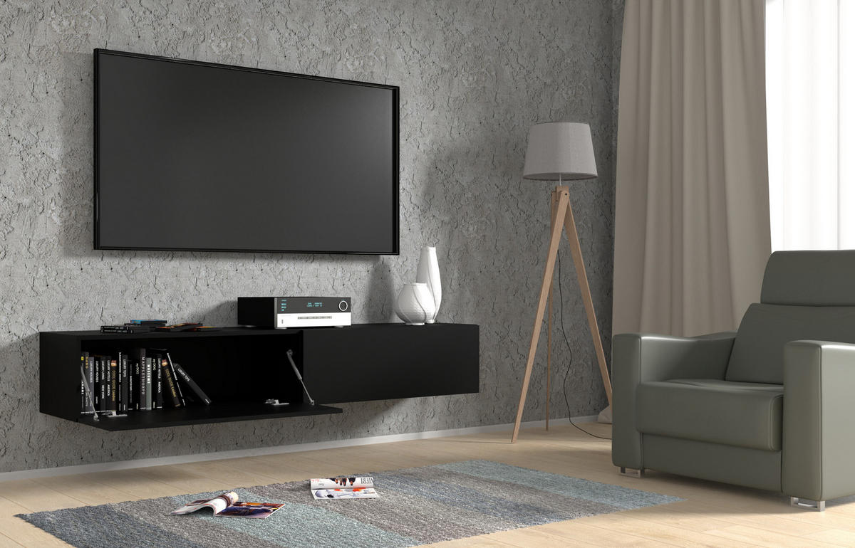 TV LOWBOARD Schwarz 180/30/40 - Schwarz, Holzwerkstoff (180/30/40cm) - RAUMHIRSCH FURNITURE
