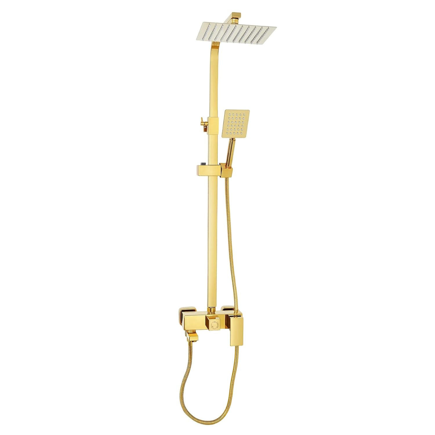 DUSCHSYSTEM gebürstetes Gold 8 Zoll Messing - Goldfarben, Metall (20/113/20cm)