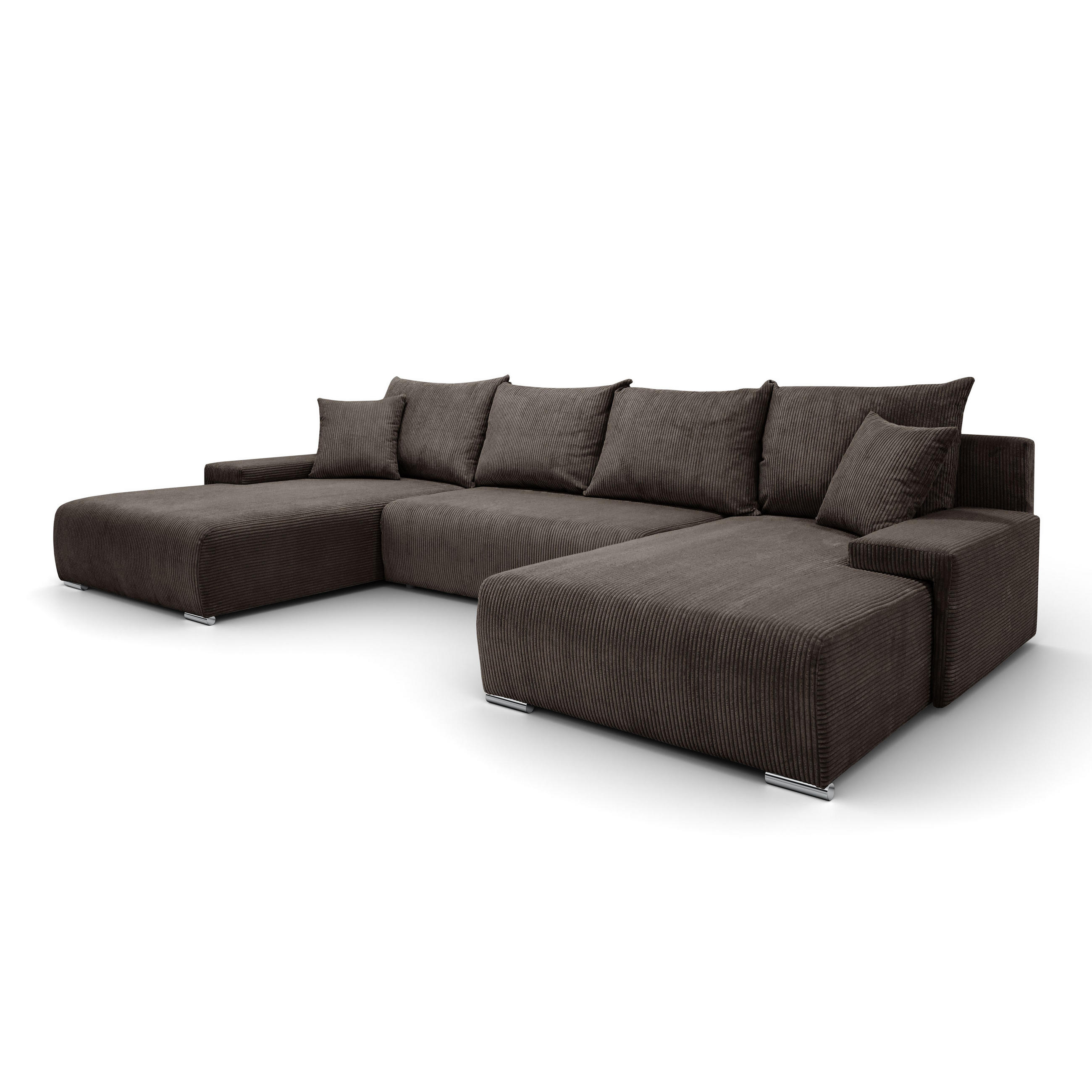 ECKSOFA U-Form Livorno Schlaffunktion Cord-Stoff Braun - Braun, Holz/Kunststoff (348/93/188cm) - Kaiser Möbel