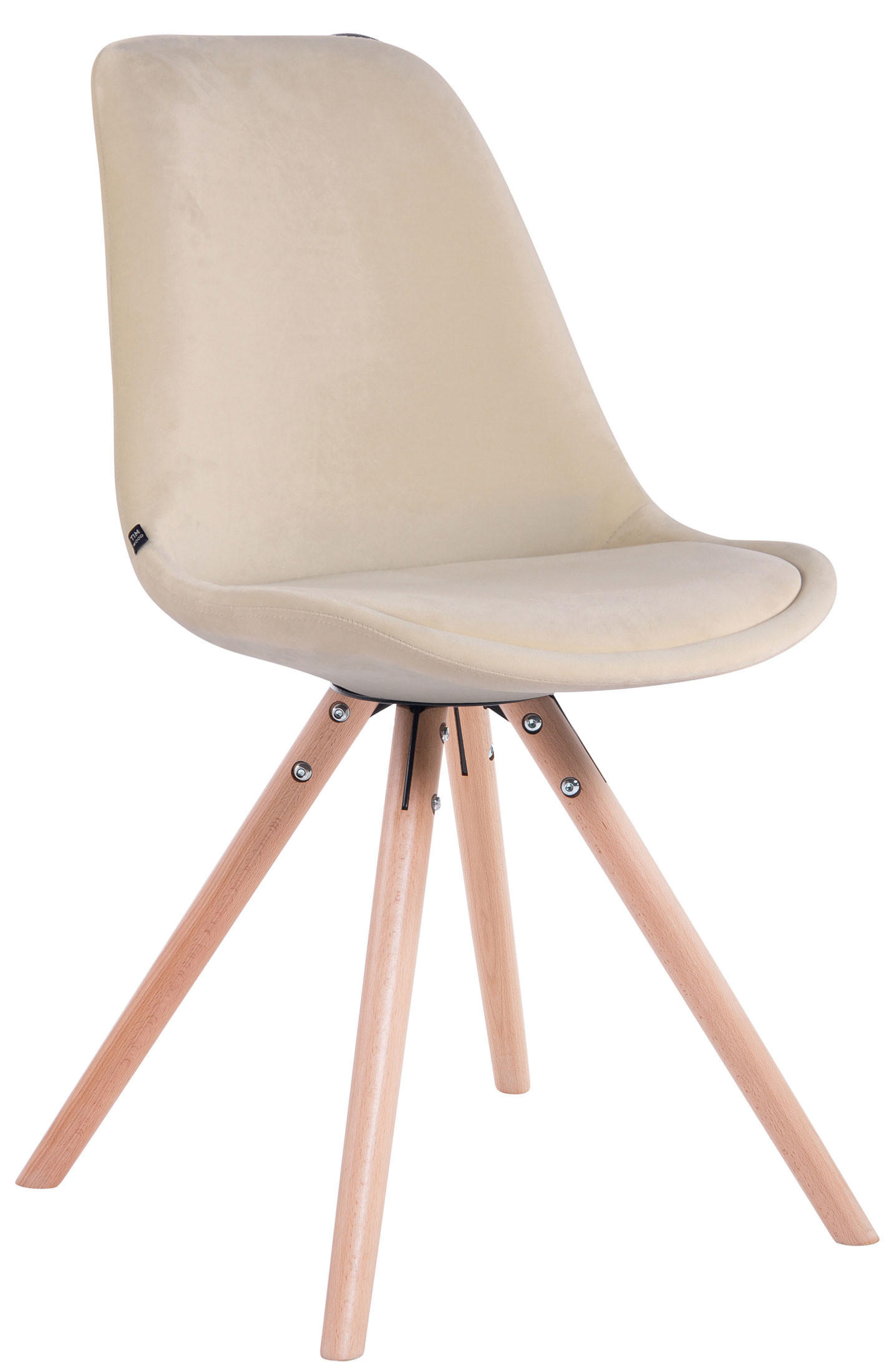 BESUCHERSTUHL Toulon Samt, Gestell Buchenholz Natura rund Creme - Naturfarben, Holz/Buchenholz (48/83/56cm) - TPFLiving