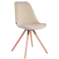BESUCHERSTUHL Toulon Samt, Gestell Buchenholz Natura rund Creme - Naturfarben, Holz/Buchenholz (48/83/56cm) - TPFLiving
