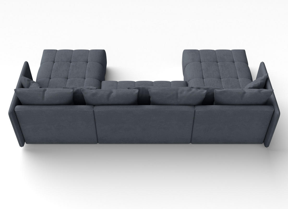 WOHNLANDSCHAFT Veliro U Grau 353/180/83 cm mit Schlaffunktion und Bettkasten - Dunkelgrau/Schwarz, Kunststoff/Textil (353/83/180cm) - AX Living