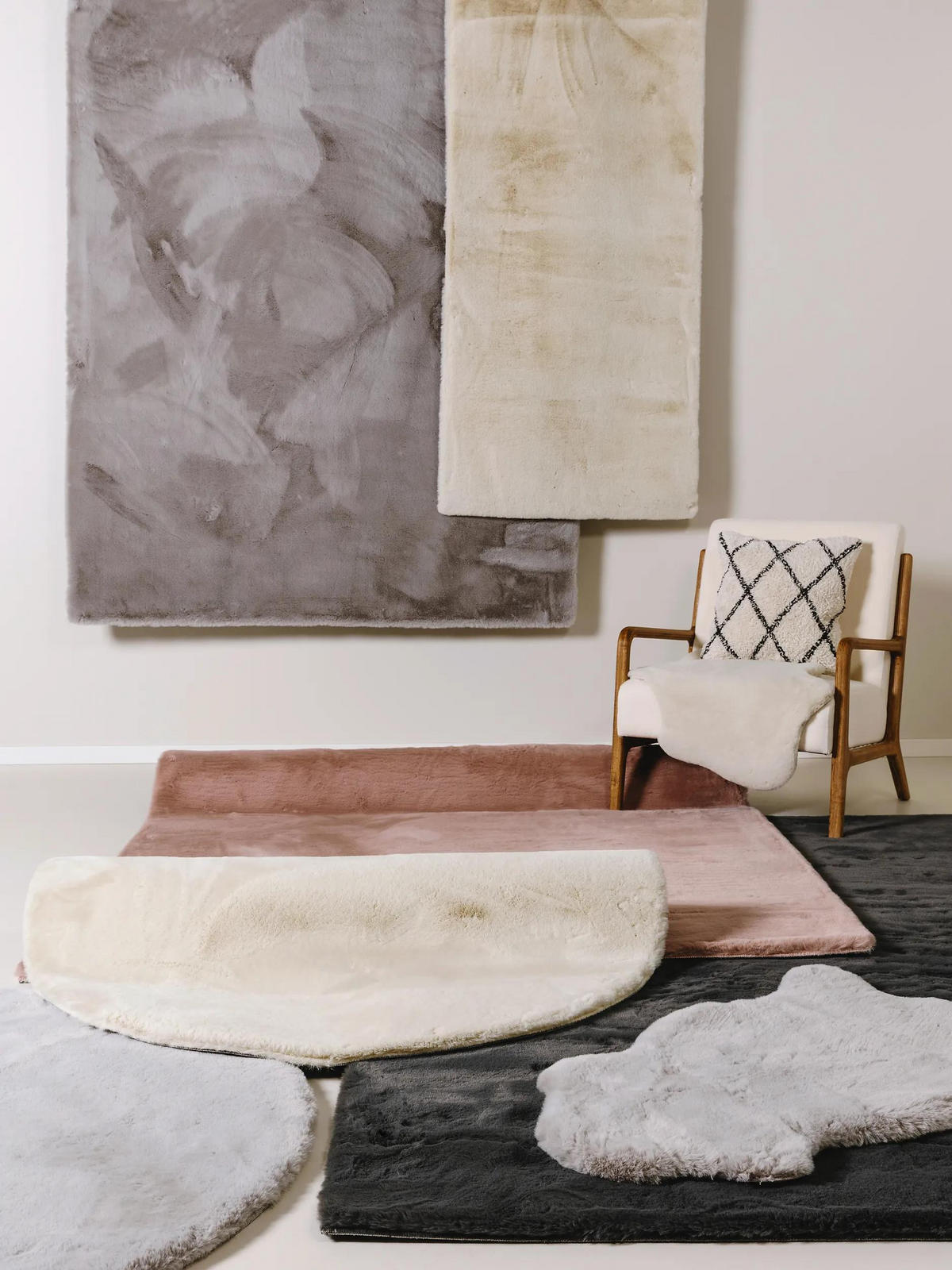 KUNSTFELL-TEPPICH Dave Anthrazit 60x90 cm - Anthrazit, Textil (60/90cm) - benuta Nest