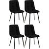STUHL 4er Set Stoff Schwarz - Schwarz, Textil/Metall (45/84/55cm) - CLP