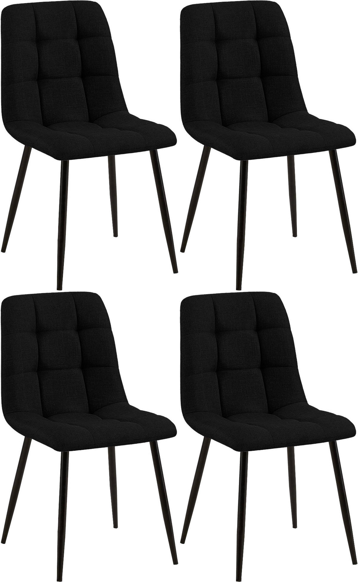 STUHL 4er Set Stoff Schwarz - Schwarz, Textil/Metall (45/84/55cm) - CLP