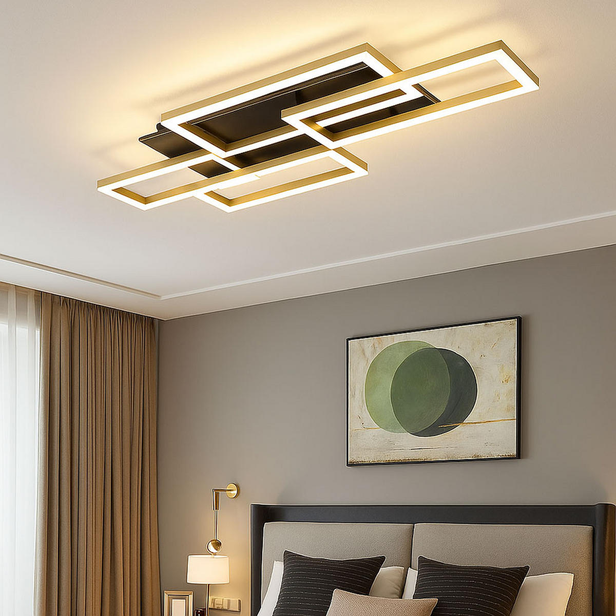 LED DECKENLEUCHTE JEFFRY Anthrazit - Anthrazit, Metall (87.5/32.5/7.5cm) - Globo Lighting