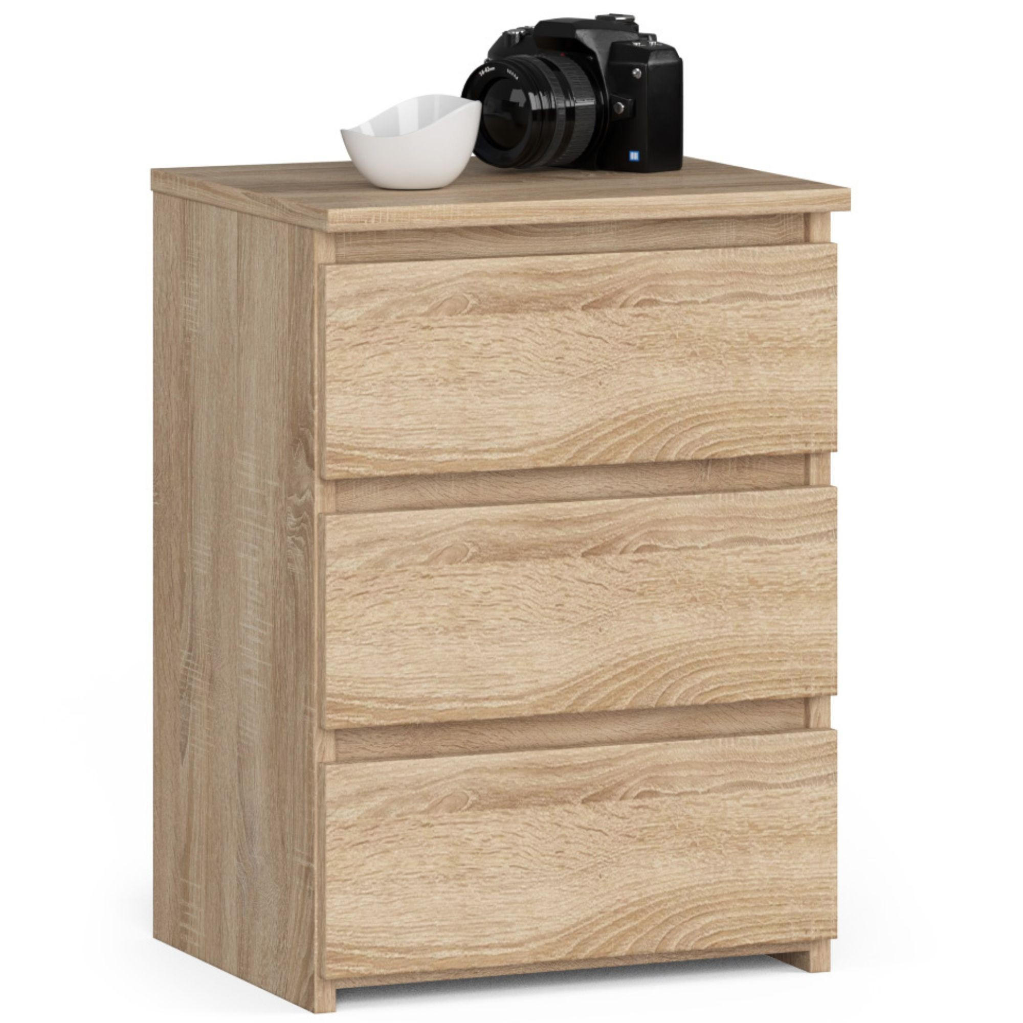 NACHTSCHRANK Sonoma Eiche 40x35x57 cm - Hellgrau/Sonoma Eiche, Holzwerkstoff (40/57/35cm) - Akord