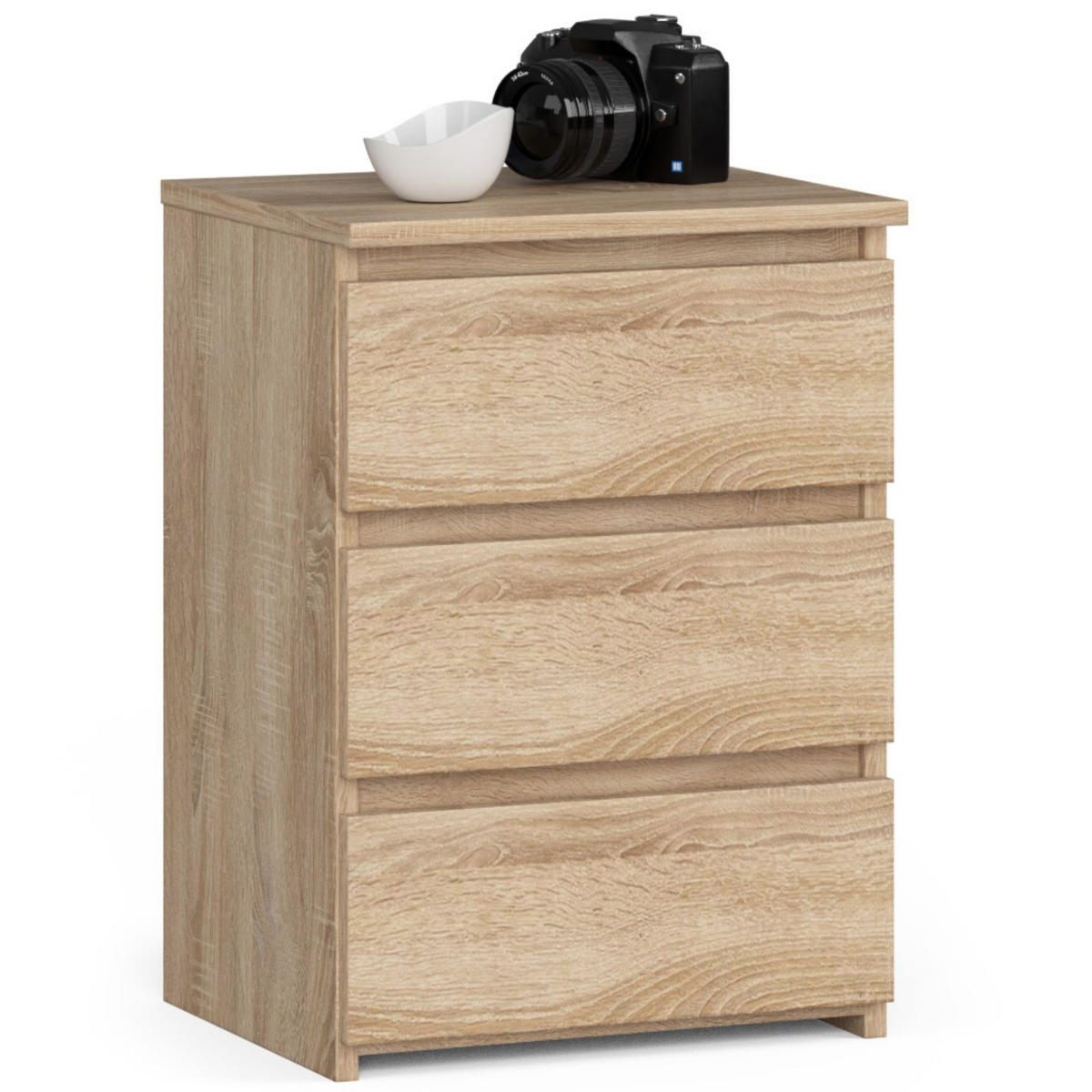 NACHTSCHRANK Sonoma Eiche 40x35x57 cm - Hellgrau/Sonoma Eiche, Holzwerkstoff (40/57/35cm) - Akord
