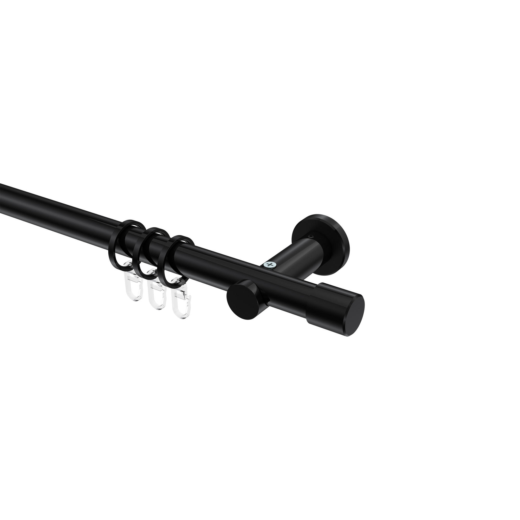 GARDINENSTANGEN-SET Platon Santo 100 cm, 1-läufig, 20 mm Ø Schwarz - Schwarz, Metall (100cm) - INTERDECO