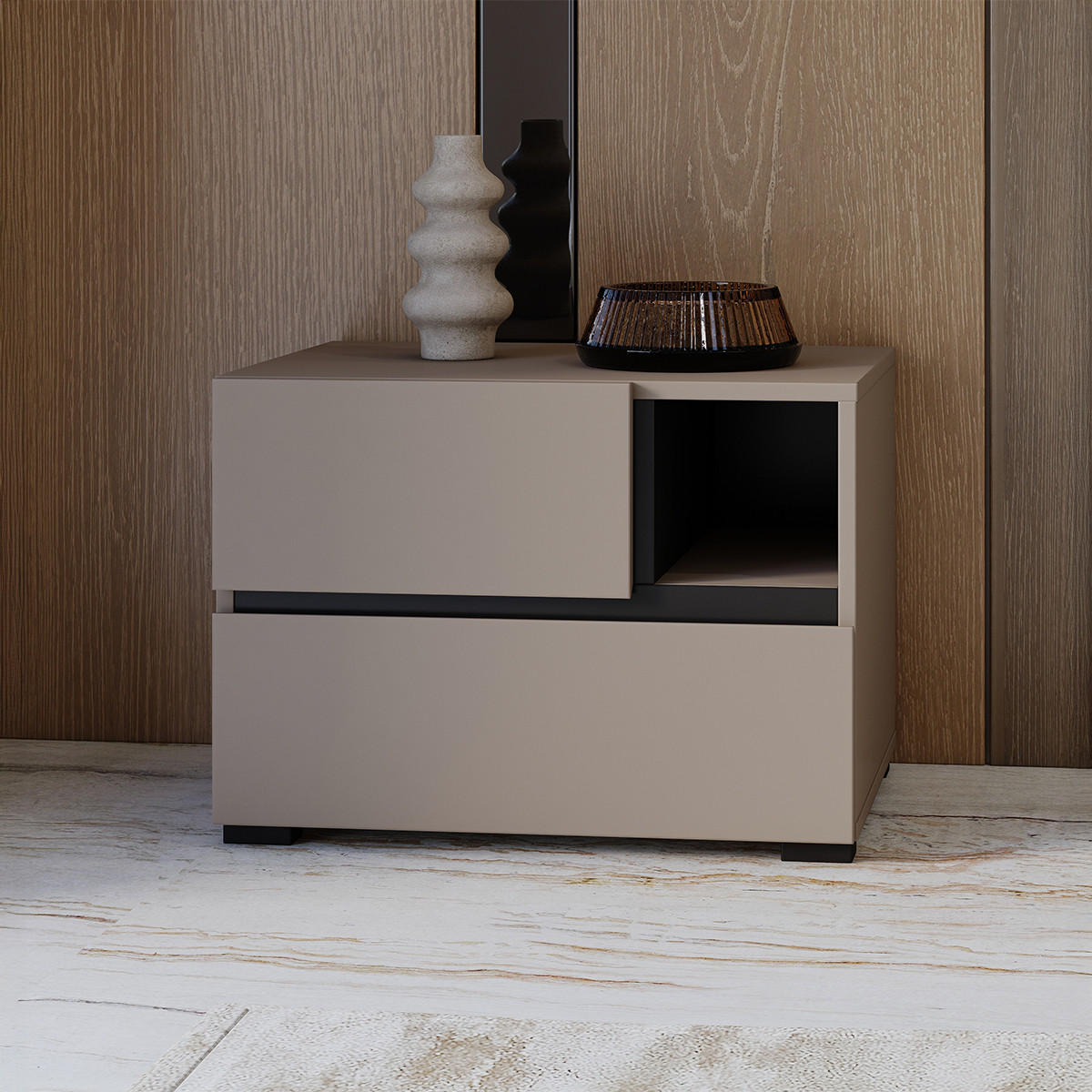 NOČNÍ STOLEK Lilia Krtek - šedohnědá, kompozitní dřevo (55/40/40cm) - Petits-meubles