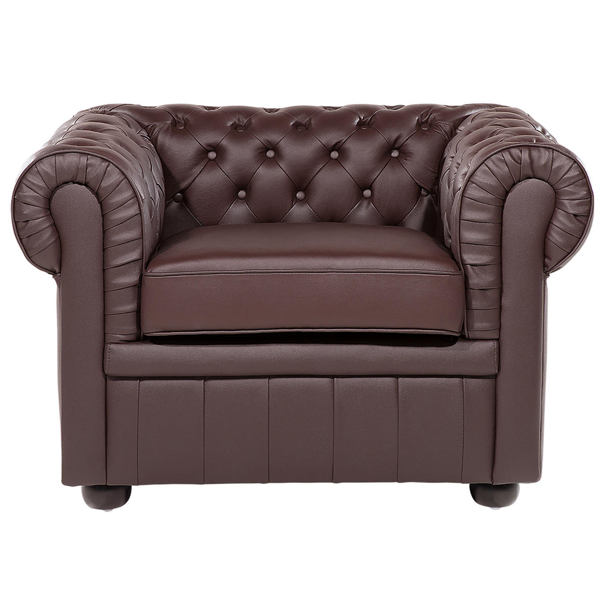 SESSEL Leder braun Chesterfield - Braun, Leder (108/70/77cm) - Beliani