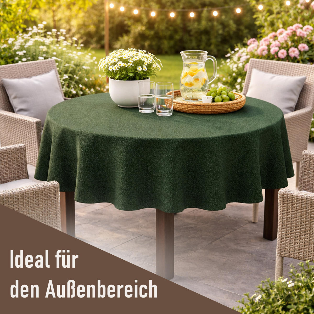 TISCHDECKE Garten Weichschaum Ø140cm - Dunkelgrün - Dunkelgrün, Kunststoff (140/140cm) - Bestlivings