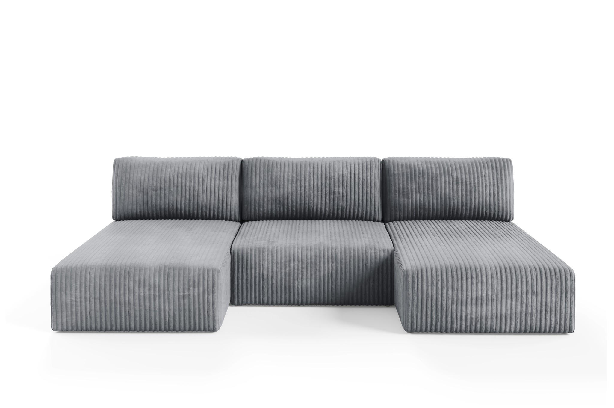 WOHNLANDSCHAFT Natalia - Grau, Holzwerkstoff/Textil (304/85/149cm) - Fun Möbel