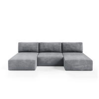 WOHNLANDSCHAFT Natalia - Grau, Holzwerkstoff/Textil (304/85/149cm) - Fun Möbel