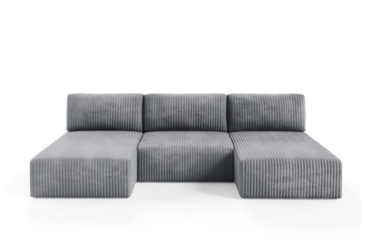 WOHNLANDSCHAFT Natalia - Grau, Holzwerkstoff/Textil (304/85/149cm) - Fun Möbel