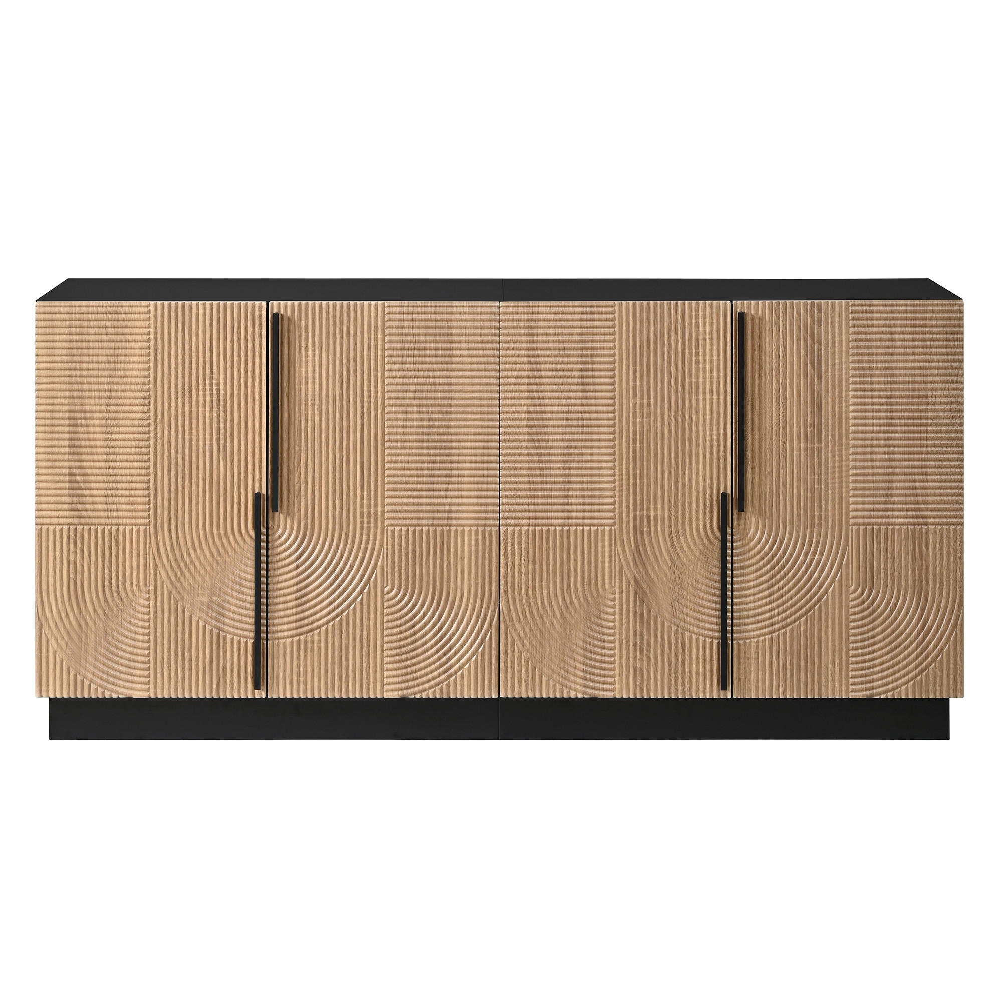 SIDEBOARD 4 Türen Relieffront Metallgriffe MDF Schrank Modern - Multicolor, Holzwerkstoff (160/76/42cm) - FLIEKS