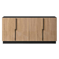 SIDEBOARD 4 Türen Relieffront Metallgriffe MDF Schrank Modern - Multicolor, Holzwerkstoff (160/76/42cm) - FLIEKS