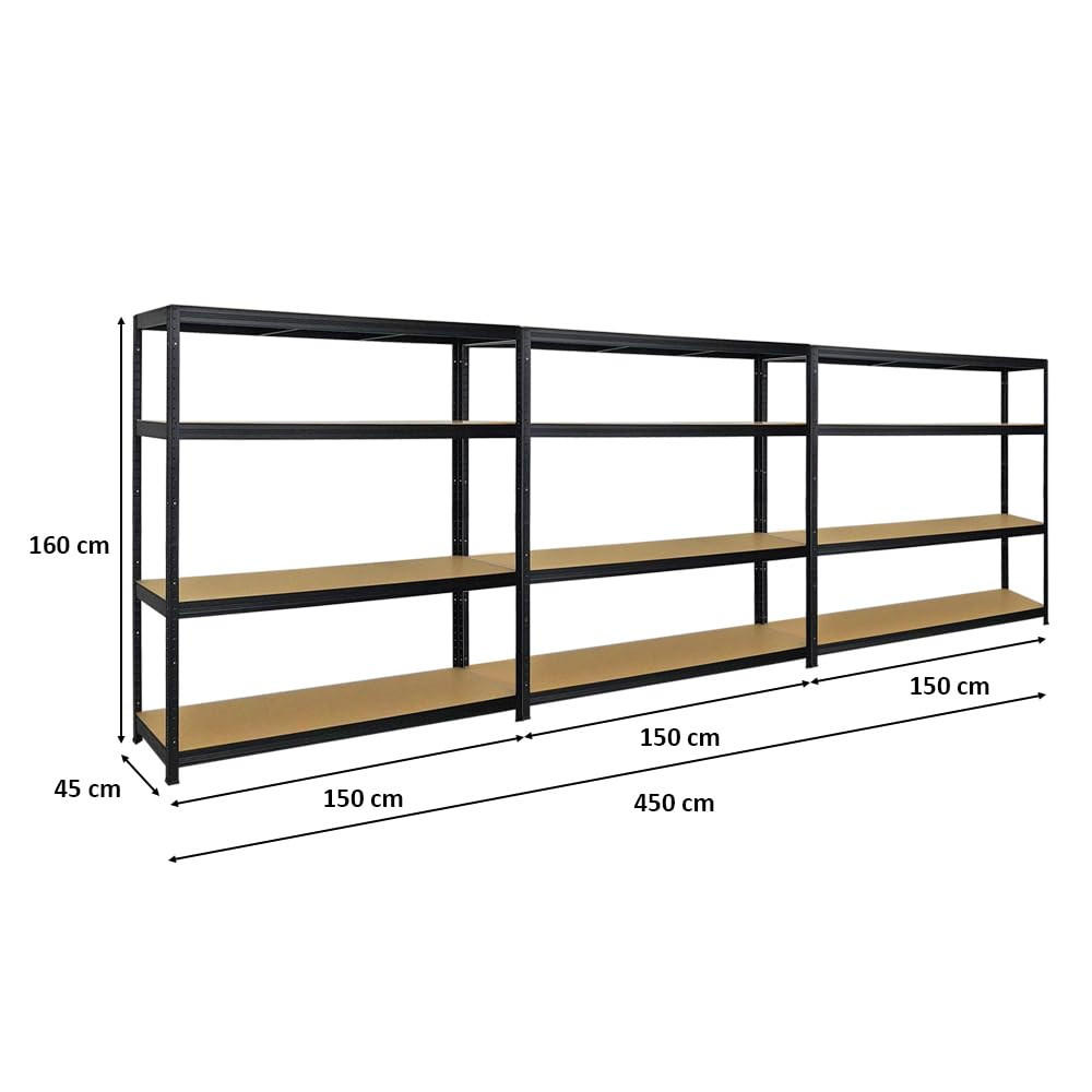 SCHWERLASTREGAL Giant Elephant 2er-Set mit 2x 160x150x45 cm Fachlast 200 kg Schwarz - Schwarz, Metall (300/160/45cm) - PROREGAL
