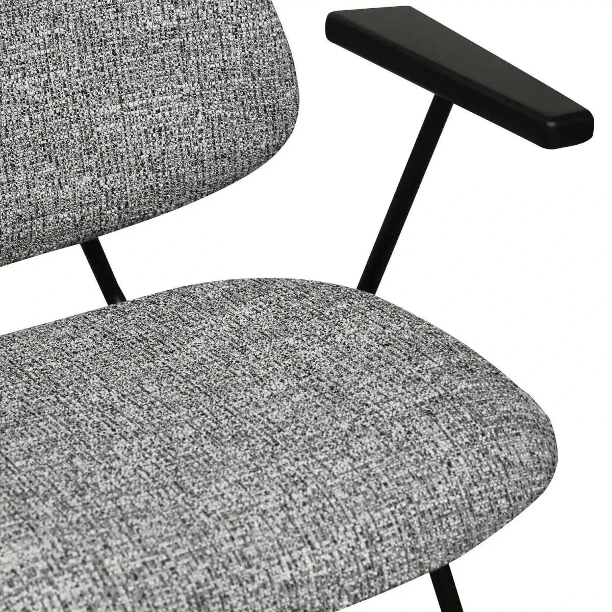 ARMLEHNSTUHL-SET 6 Stück in Teddystoff Grau - Schwarz/Grau, Textil/Metall (50/82/58cm) - Furnhouse