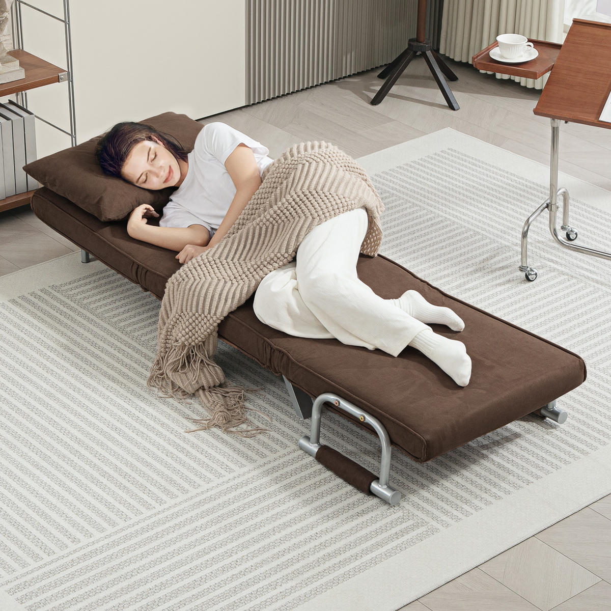 SCHLAFSESSEL DE-14538 1-Sitzer mit 5-fach verstellbarer Rückenlehne Braun - Braun, Metall (69/82/65cm) - ComfortXL
