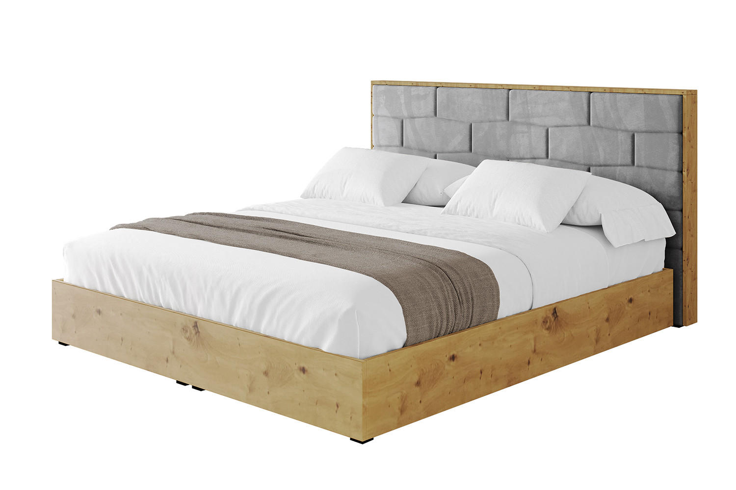 POLSTERBETT mit Bettkasten und Lattenrost, Boxbett ohne Matratze - ENZO8 140x200 Grau - Grau, Holzwerkstoff/Textil (140/200cm) - ALTDECOR