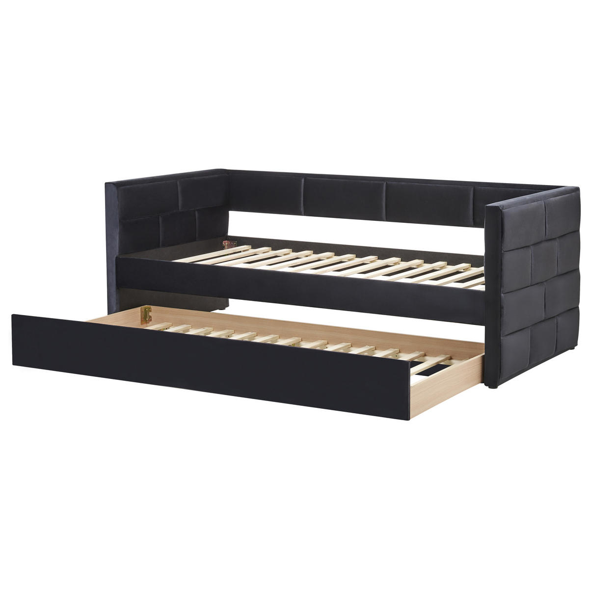 AUSZIEHBETT 90x205 cm Schwarz Chavonne - Schwarz, Textil (90/205cm) - Beliani