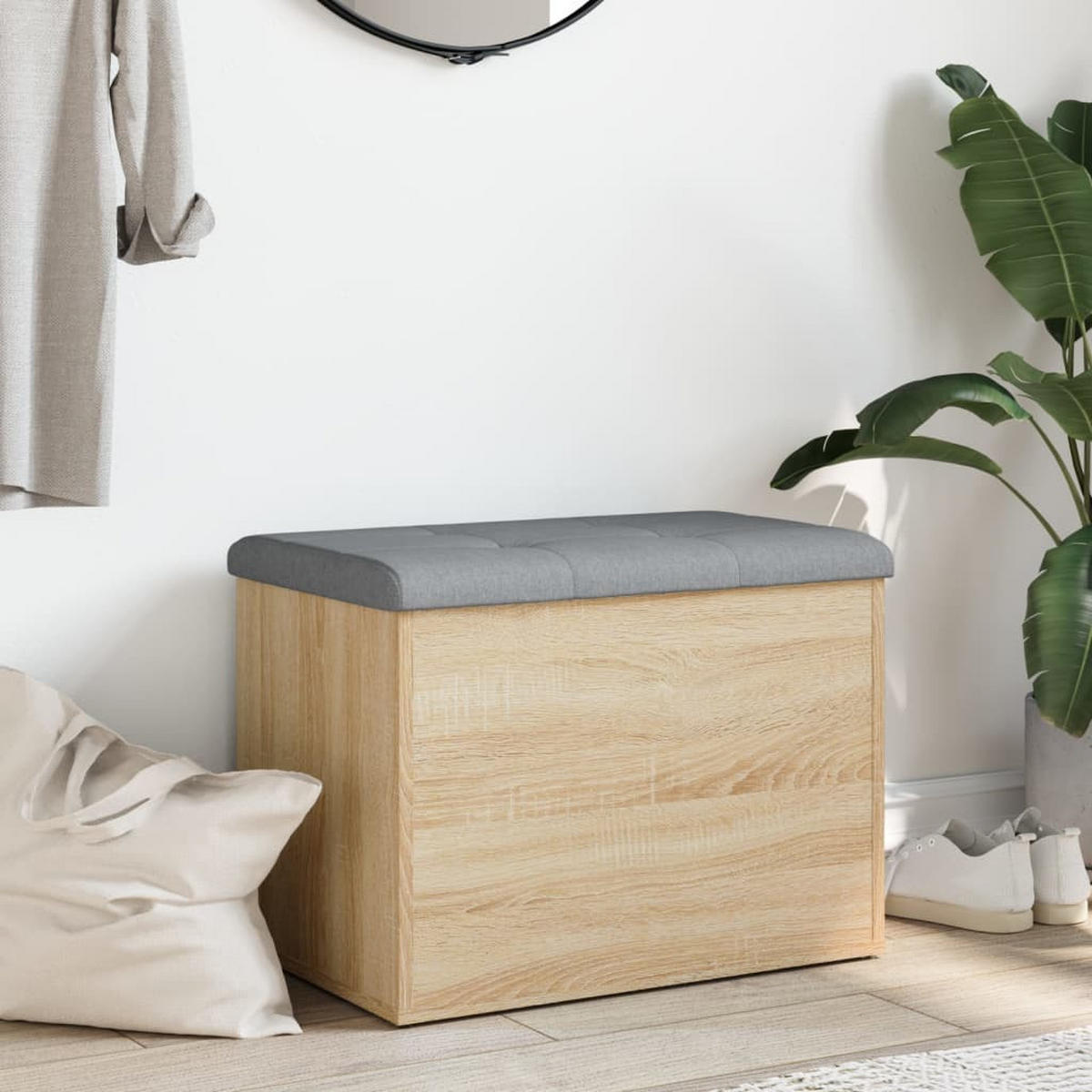 SITZBANK Jona mit Stauraum Sonoma-Eiche 62x42x45 cm - Sonoma Eiche, Holz (62/45/42cm) - DELUKE