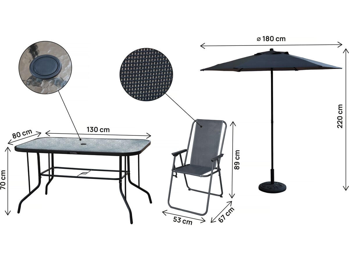 GARTENSET Convivia 6-Sitzer Anthrazit - Anthrazit, Glas - Habitat Garten