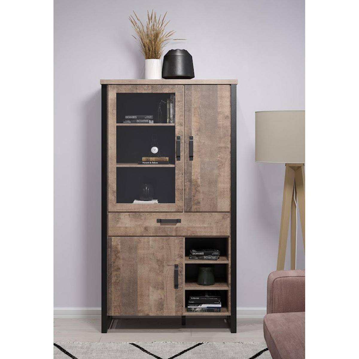 VITRINE Emile Eiche Dekor - Eichefarben, Holzwerkstoff (106/106/195cm) - ebuy24