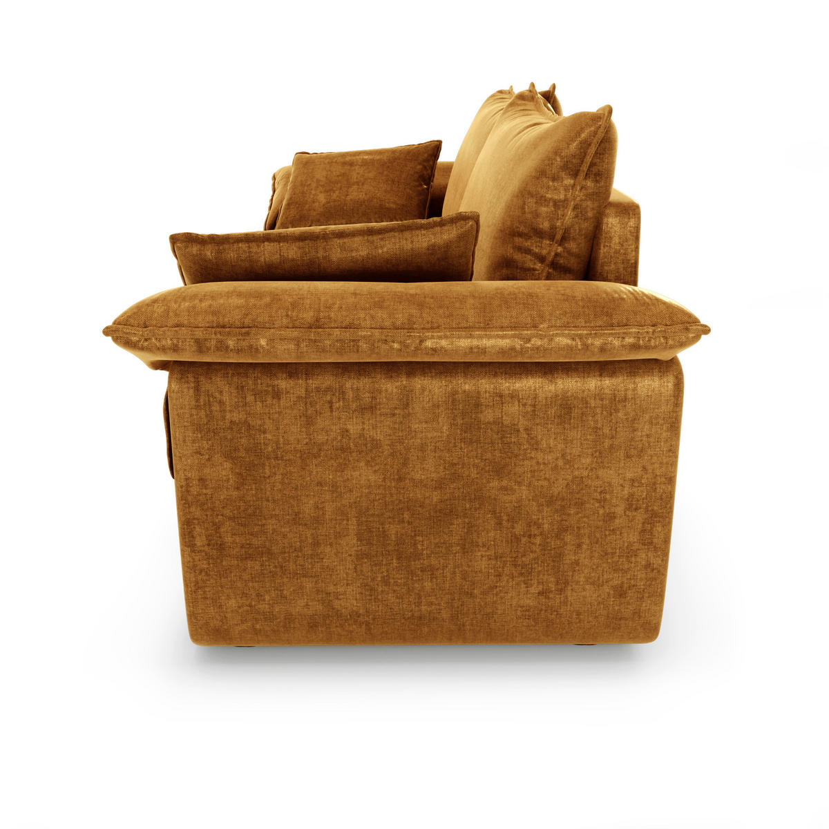 SOFA 3-Sitzer Samt Senf 232cm - Dunkelgelb, Textil (232/92/102cm) - Sia Home