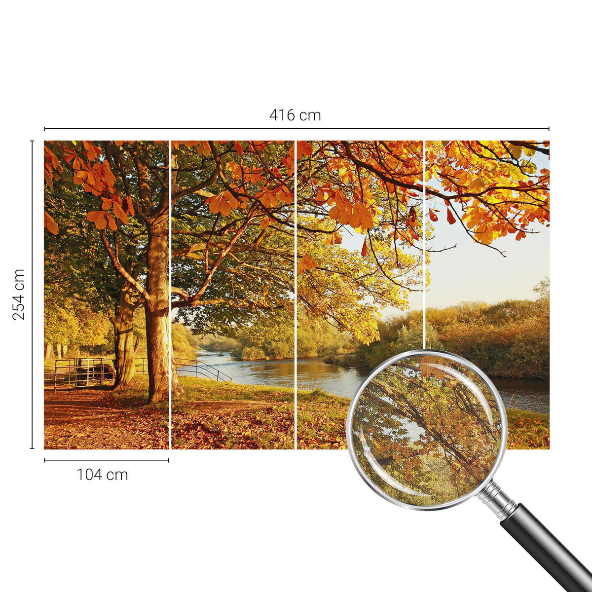 FOTOTAPETE 416x254 cm - Küstenherbst - Gelb, Textil (416/254cm) - Wallfluent