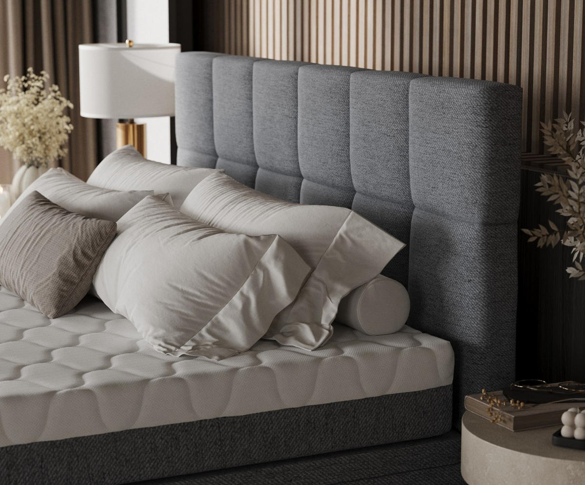 BOXBETT Elano 200/200 cm Grau im Neve Stoff - Schwarz/Grau, Holz/Holzwerkstoff (200/200cm) - AltaBeds