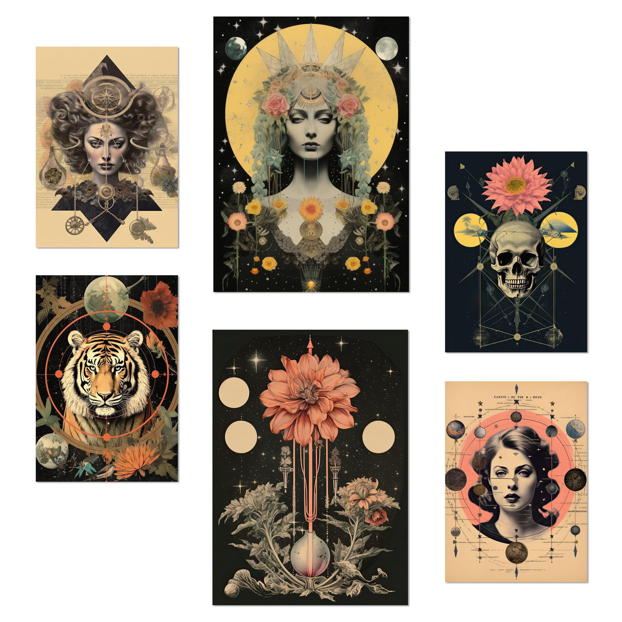 POSTER Set Mit 6 Mystischen Esoterischen A3 & A4 Rahmenlos - Klar, Papier (29/3cm) - Nacnic