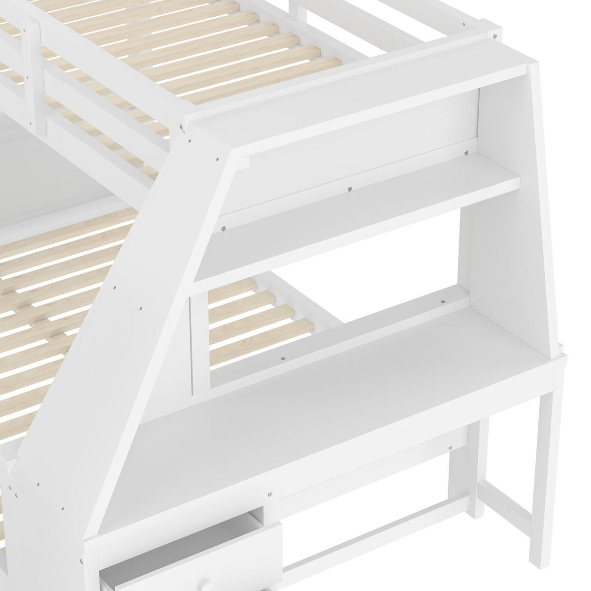 ETAGENBETT 90x200cm + 140x200cm Weiß Kinderbett Tisch Stauraum - Weiß, Holz (140/200cm) - FLIEKS