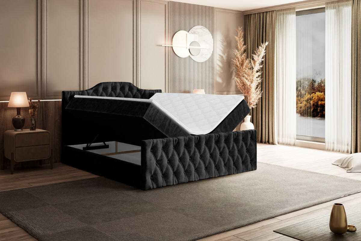 AMERICKÁ postel VILA-1-Z – 180 × 200 cm – H3 – černá - černá, kompozitní dřevo (180/200cm) - ALTDECOR