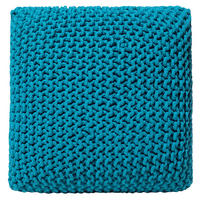 POUF Conrad 50/50/31 cm - Blau, Naturmaterialen/Textil (50/31/50cm) - Beliani