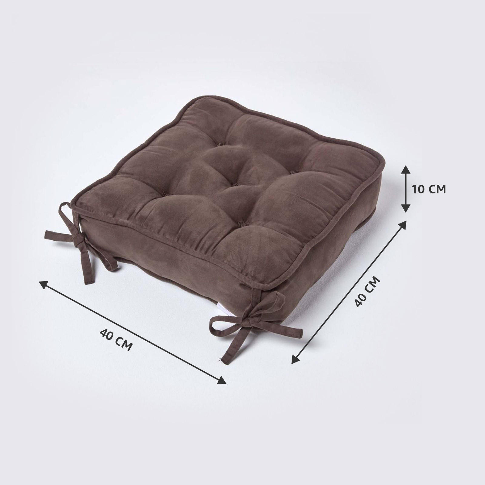 SITZKISSEN braun 40/40/10 cm – Stuhlkissen Velours - Braun, Textil (40/40/10cm) - Homescapes