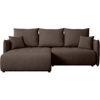 ECKSCHLAFSOFA Henry Mini braun links - Schwarz/Braun, Kunststoff/Textil (221/153cm) - Beautysofa
