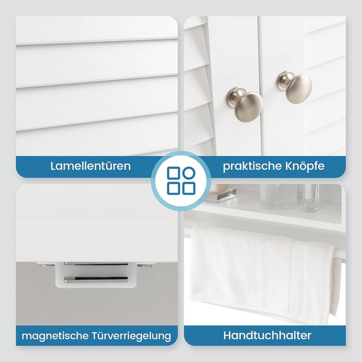 BADHÄNGESCHRANK mit verstellbarem Einlegeboden weiß - Weiß, Holzwerkstoff (60/75/22cm) - COSTWAY