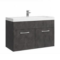 BADMÖBEL-SET Paso 2 Teile Dunkel Grau - 80 x 35 x 55 cm - Grau, Holz (80/55/35cm) - Badplaats