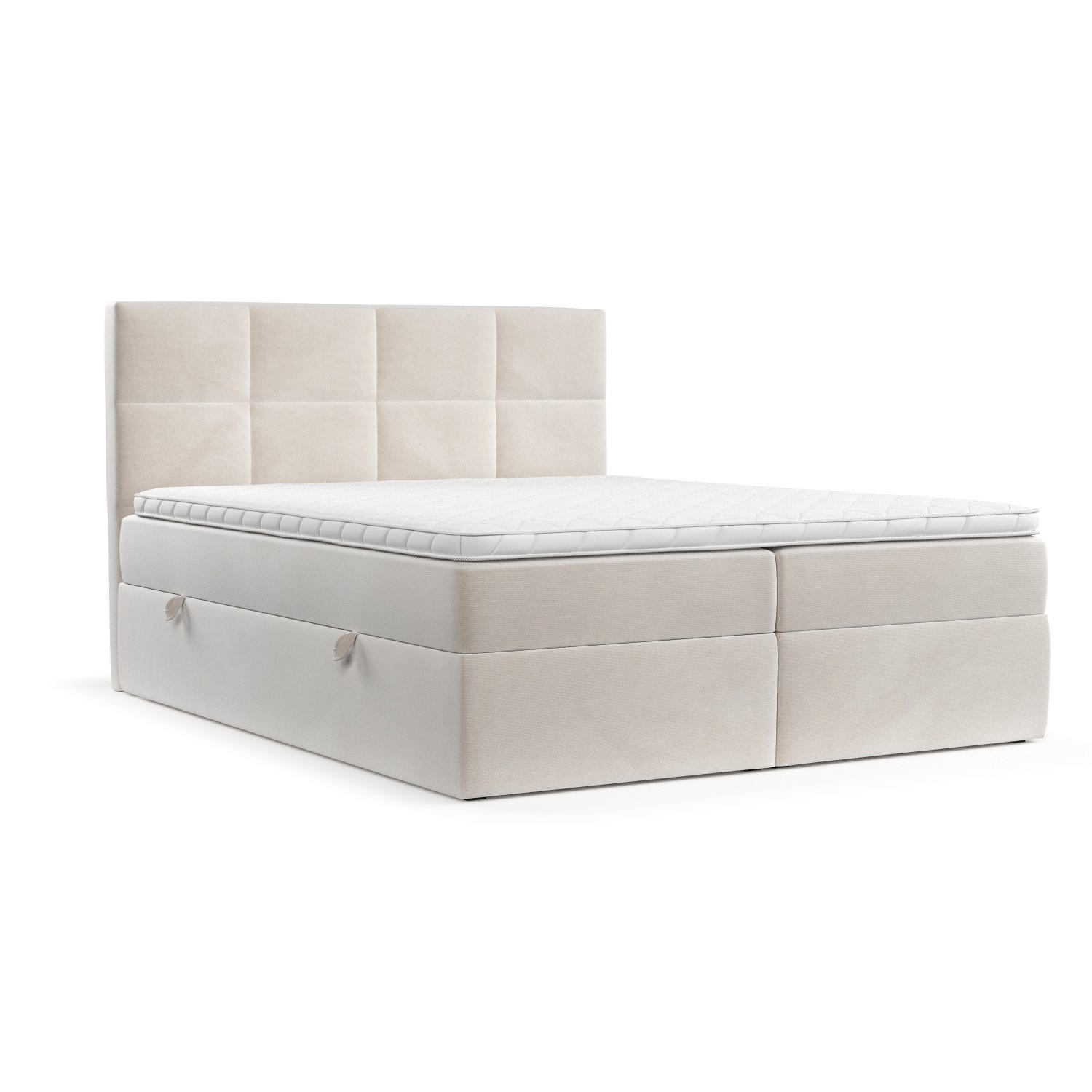 BOXBETT Oris 160/200 cm Creme im Paros Stoff - Creme/Schwarz, Holz/Holzwerkstoff (160/200cm) - AltaBeds