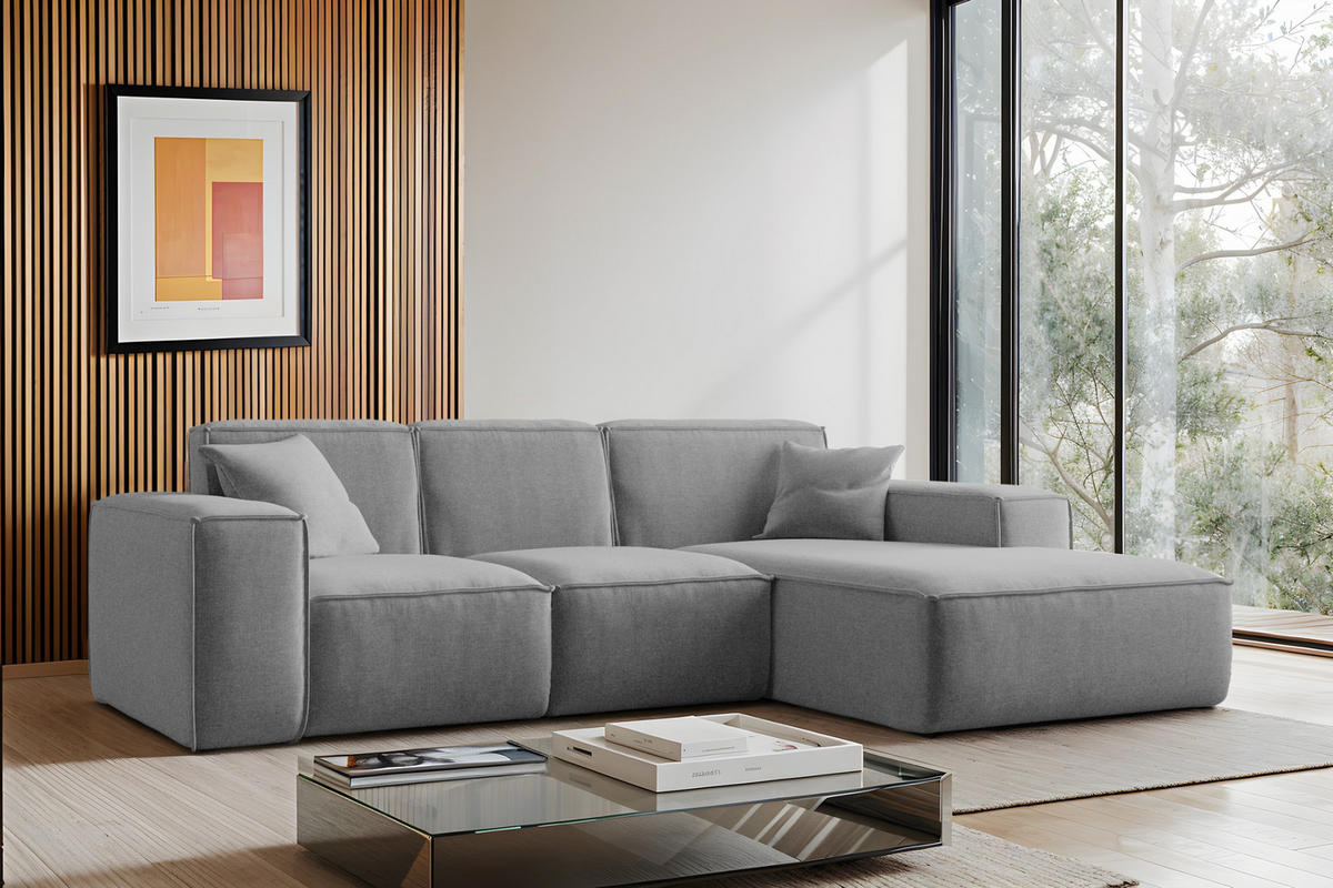 ECKSOFA L-Form Siena Stoff Maloy Grau Rechts - Grau, Holz (266/165cm) - Kaiser Möbel