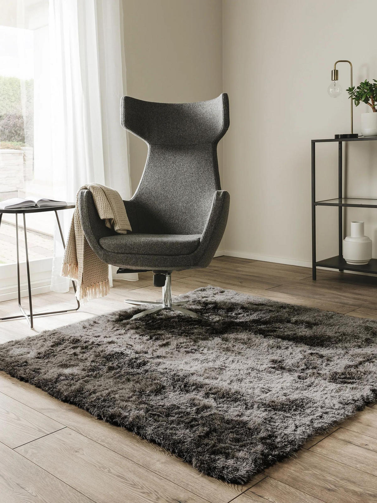 HOCHFLORTEPPICH Whisper Grau 200x200 cm - Grau, Textil (200/200cm) - benuta Nest