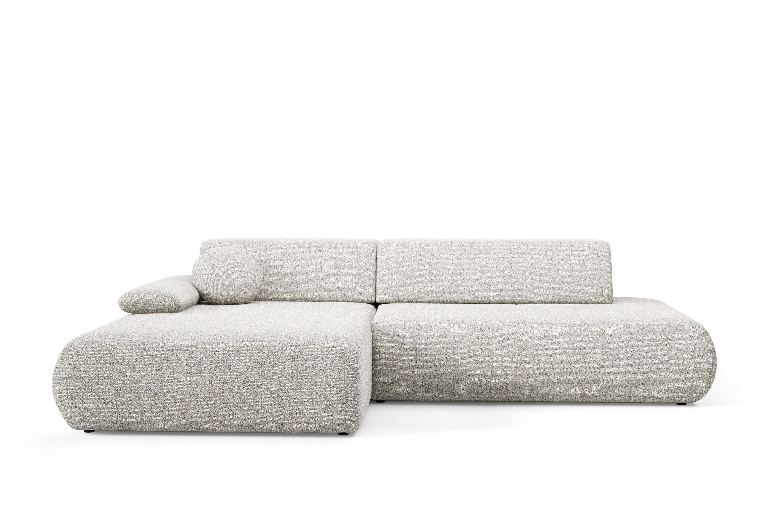 ECKSOFA DELTA L-S Hellgrau Geflochtener Stoff mit Schlaffunktion - Hellgrau, Holz (286/173.5cm) - MASSENO